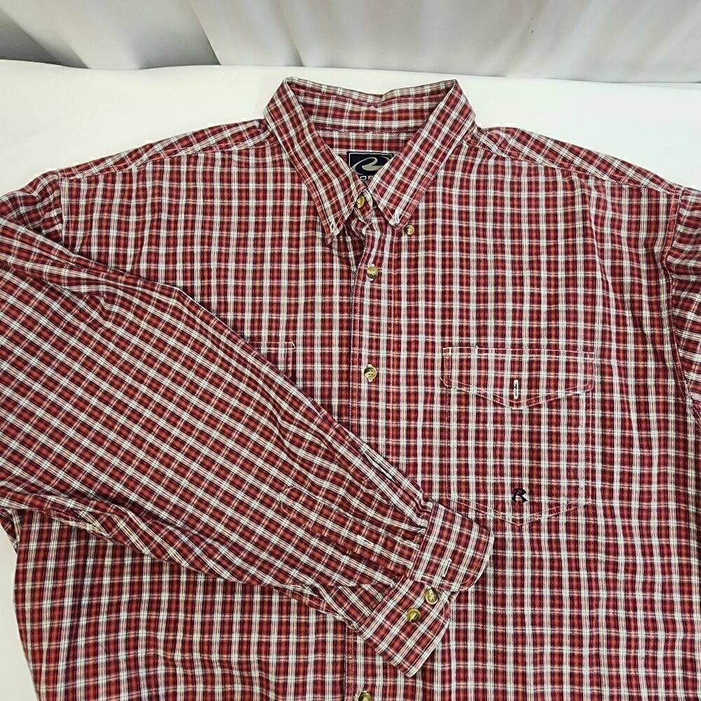 Roper Long-Sleeve Button-up Men's Shirt Size 2XL Tall Red Checkered N8